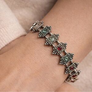 Elegant Silver and Red Bracelet